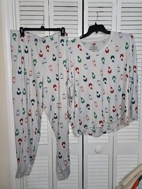 Joyspun Women's XL Holiday Gnome Pajama Set - Multi-Color Print